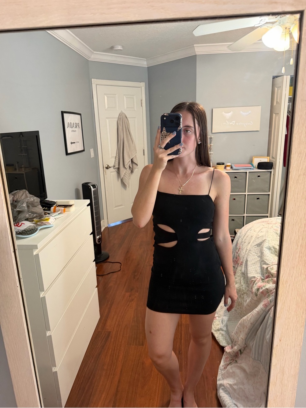 Zara Black Cutout Mini Dress with Thin Straps